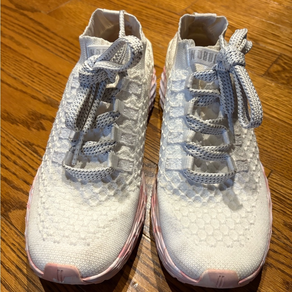 NOBULL White and Pink Knit Athletic Shoes